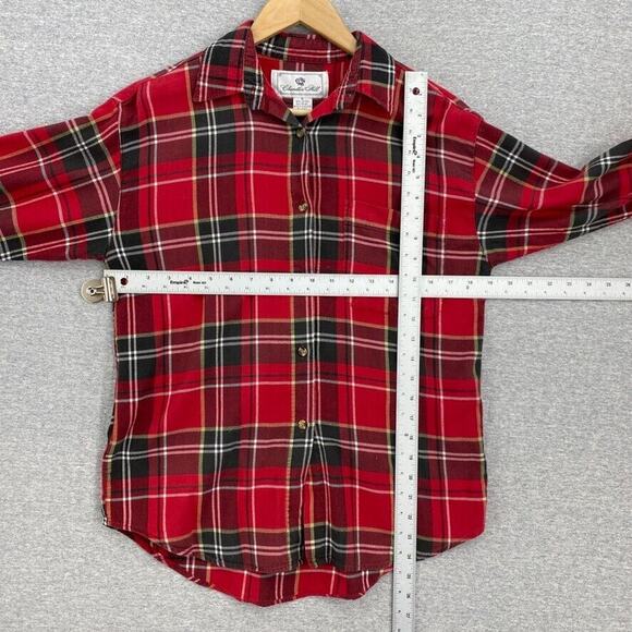Chandler Hill Blouse Womens Small Red Plaid Long Sleeve Button Up Collar Pocket - Picture 7 of 12